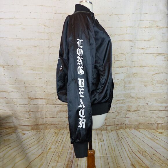 Justin Bieber Purpose World Tour Bomber Jacket Adult M Black Satin Long Beach - Picture 6 of 12